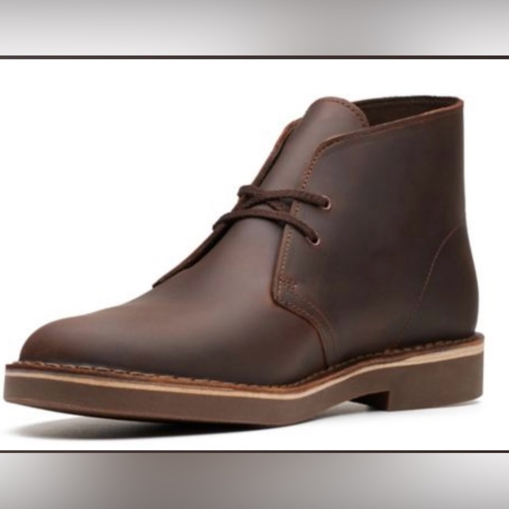 Clarks Bushacre 2 Dark Brown Distressed Leather Chukka Boots, Sz 11.5